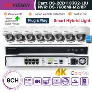 Hikvision 8CH 8K NVR 4K 8MP IP Camera Smart Hybrid Light ColorVu+IR CCTV System