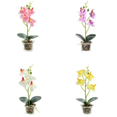 Artificial Phalaenopsis Potted Simulation Flower Plant Pot Fake Orchid Decor