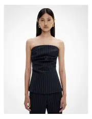 [Witchery] Tuck Detail Bustier in Navy Pinstripe
