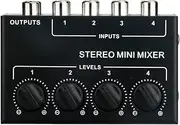 Justivana Mini 4 Channel Passive Mixer Compact Musical Instrument CD Player Computer Stereo Hub Mixer