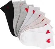 [COSMEVIVI] Soft Breathable Cotton Socks for Women Heart Pattern Ankle Socks Thin Comfortable for Occasions