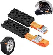 BADIABO New Version Of Traction Plate Off-Road Snow Chain - Compact Kit Replaces Recovery Plate And Tire Chain - 2PCS - Stuck Tires In Ice And Silt Snow - Car SUV Truck ATV