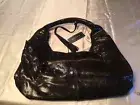 Maxine Couture Leather Hobo Hand Bag ( Black Embossed Skin Texture )