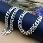 Pure 999 Fine Silver Chain Men Women 6mm Blessing Solid Cuban Curb Link Chain