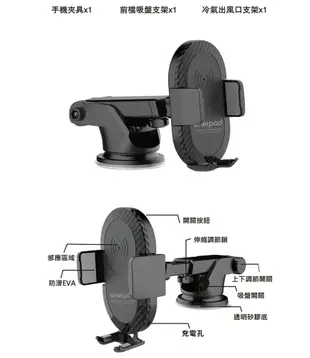 【enerpad】 車用無線充電架(黑)-SAL (CX-10) (9折)