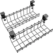 No Drill Cable Management Under Desk – Cable Holder/Tray, Screw-Free mounting for Easy Management (2× Set Size M for Desk mounting, for Cables, Chargers, Extension Leads) KD Essentials