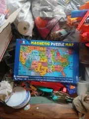 USA Magnetic Map Puzzle New By ATA Boy Educational W/ Playboard