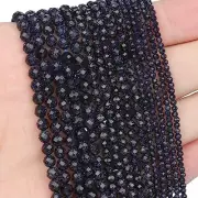 AAA 3mm Faceted Natural Blue sandstone Gemstone Beads Faceted Round 15.5 inch