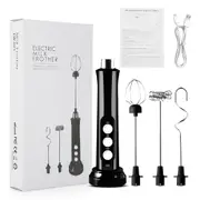 Milk Frother Electric Milk Foamer Coffee Mixer Blender USB Rechargable Maker Mini Blender 3 Heads Kitchen Foam Machine Blower
