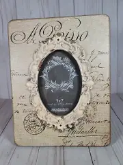 Vintage Shabby Chic Style Calligraphy Ornate Neutral Tone Frame for 5x7 Photo