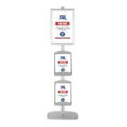 Free Standing Single Sided Silver, Aluminum Sign Holder Frame - Metal Tray Shelf