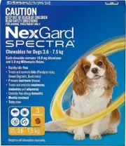 Spectra Chewable Tablets for Dogs 3.6-7.5kg Flea Tick Treatment (Pack of 3)