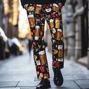 Men's Oktoberfest Beer Dress Pants Trousers Suit Pants Mid Waist Casual Vacation Holiday Regular Fit Flat-Front Straight Leg Pants with Pockets Summer Spring F