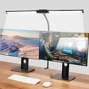 SILAMPDI Desk Lamp 24W LED Desk Light for Home Office Double Head with USB Charging Port, Eye-Caring Foldable Touch Control Reading Lamp with 3 Color Modes & 10 Brightness Levels Dimmable