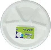 11-Inch 4-Compartment Biodegradable Plates 50 Pack - Heavy-Duty, Eco-Friendly, P