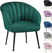 ALFORDSON Armchair with Velvet Upholstery, Leisure Occasional Accent Chair with Solid Chrome Steel Legs, Nursing Lounge Sofa for Reading Dressing Bedroom Living Room, Max 180kg, Kendra Green
