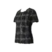BCBG maxazria NEW $198 Tulum Sz S Black White Combo Eyelash 100% Polyester Top