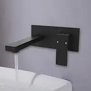 WELS Wall Basin Mixer Tap Bathroom Laundey Vanity Sink Tap Faucet Brass Hot Cold Water Spout Faucet Tap Wall Mounted(Matt Black)