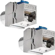 Tunghey CAT8 RJ45 Keystone Shielded Coupler - Ethernet Female to Female Keystone Jack, STP Insert for Cat8/Cat7/Cat6a/Cat6/Cat5e Cable (2-Pack)
