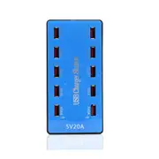 USB Charger 100W 10 Ports USB 20A Smart Phone Desktop Charging Station for 5V 2A for Samsung Xiaomi blue
