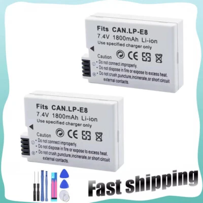 2x For Canon LP-E8 LPE8 Battery EOS 550D 700D X4 X5 T2i T3i