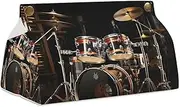 Tissue Box Cover PU Leather Tissue Case Drum Set Square Tissue Box Holder for Bathroom, Vanity Countertop, Tabletop, Car
