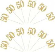 12pcs Gold 50th Birthday Centerpiece Sticks Glitter Number 50 Table Centerpieces Flower Toppers, 50th Wedding Anniversary Party Decorations Supplies