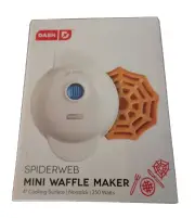 DASH Electric Spider Web White 4” Mini Waffle Maker Non Stick NEW Halloween