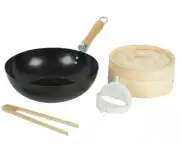 NEW Davis & Waddell ASIA ONE Fun 4Pc WOK STEAMER TONGS DUMPLING PRESS SET BOXED
