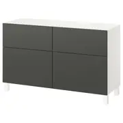 BESTÅ storage combination w doors/drawers, white/Lappviken/Stubbarp dark grey, 120x42x74 cm