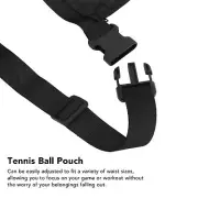 Tennis Ball Holder Black Oxford Cloth Mesh Adjustable Waist Belt Bag Pouch AN