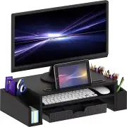 Simplehouseware Computer Monitor Stand Riser with Desk Organiser & Drawer Black