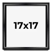 17x17 Shadow Box Frame Black | 1.25 inches Deep Real Wood Contemporary Shadowbox