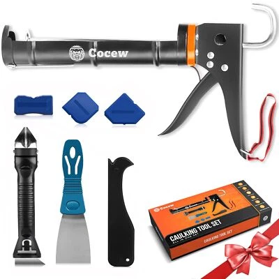 Caulk Gun Kit Smooth Silicone Caulking Gun and Caulk Remover Tool Sealant Fin...
