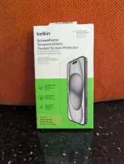 Belkin Screen Force Tempered Glass Treated Protector f iPhone 15 Plus 14 Pro Max
