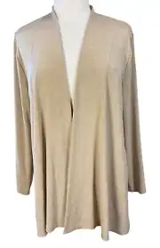 Chicos Travelers Classic Tan Button Back Long Sleeve Open Drape Jacket 12/14 NWT