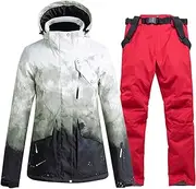 [Yytcsjz] Mens Ski Suits Two Piece, Men Outdoor Winter Hooded Waterproof Windproof Ski Suits Set, Snowboard Jacket and Pants Set, for Skiing, Hiking, Climbing (Color : I Grayish Black, Size : X-Large)