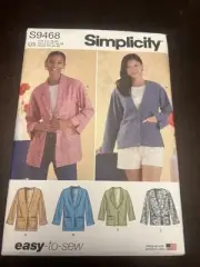 Simplicity S9468 Misses' Unlined Jacket Sewing Patterns - Size 16-24
