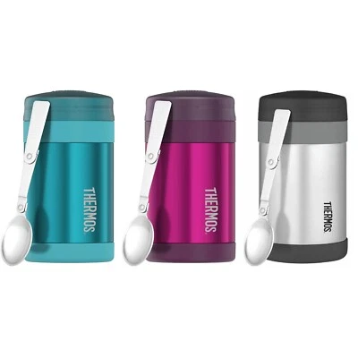 NEW THERMOS 470ml FOOD JAR + SPOON Stainless Steel Vacuum Insulated SS