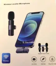 Black Precise Radio Wireless Lavalier Microphone For iPhone, One Size