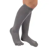 TOETOE Essential Everyday Unisex Knee-High Plain Cotton Toe Socks Grey UK 4-11 | EU 35-46