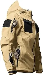 [VoLIta] Men's Tactical Soft Shell Jacket Lightweight Water-Resistant Spring Fall Windbreaker Zip up Hooded Coat with Pockets