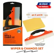 Deluxe Wiper & Chamois Car Glass Wash Cloth Leather Dry Specialty 40cmx40cm Set