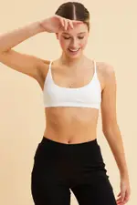 White Cotton Bralette Cotton Stretch Scoop Neck - Size XXL, Women's Bra Crop Top