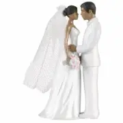 African American Figurine Cake Topper Black White Dress Tux