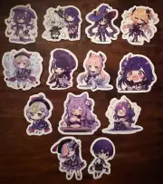 Adorable Purple Themed Cute Girl Chibi Anime Stickers - 13 Pieces