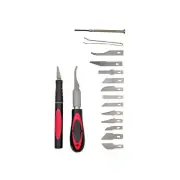 IckySticky Hobby Knife Set (12 blades, 2 handles, 1 tweezers, 1 screwdriver)