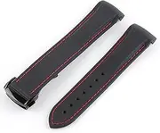 [ALMVIS] 20mm 21mm 22mm Curved End Silicone Rubber Watch Band Fit for Pagani Watch Fit for Huawei Fit for GT2 Magic Watch 2 Fit for Honor Fit for Samsung Galaxy Watch S3 S4(Black red 2)