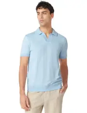 [Ben Sherman] Jacquard Open Neck Polo Tee in Light Blue
