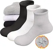 [MQRAQ] Quarter Socks for Women Cotton Ankle Socks Thermal Socks Warm Cozy Socks (3 Pairs), White,black,grey, One Size